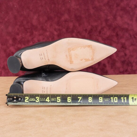 Vince Women Floris Black Leather Pointy toe Heel Dress Knee Boots 8US EUR 38.5 - Picture 5 of 10